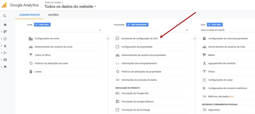 Analytics Assistente de configuração GA4