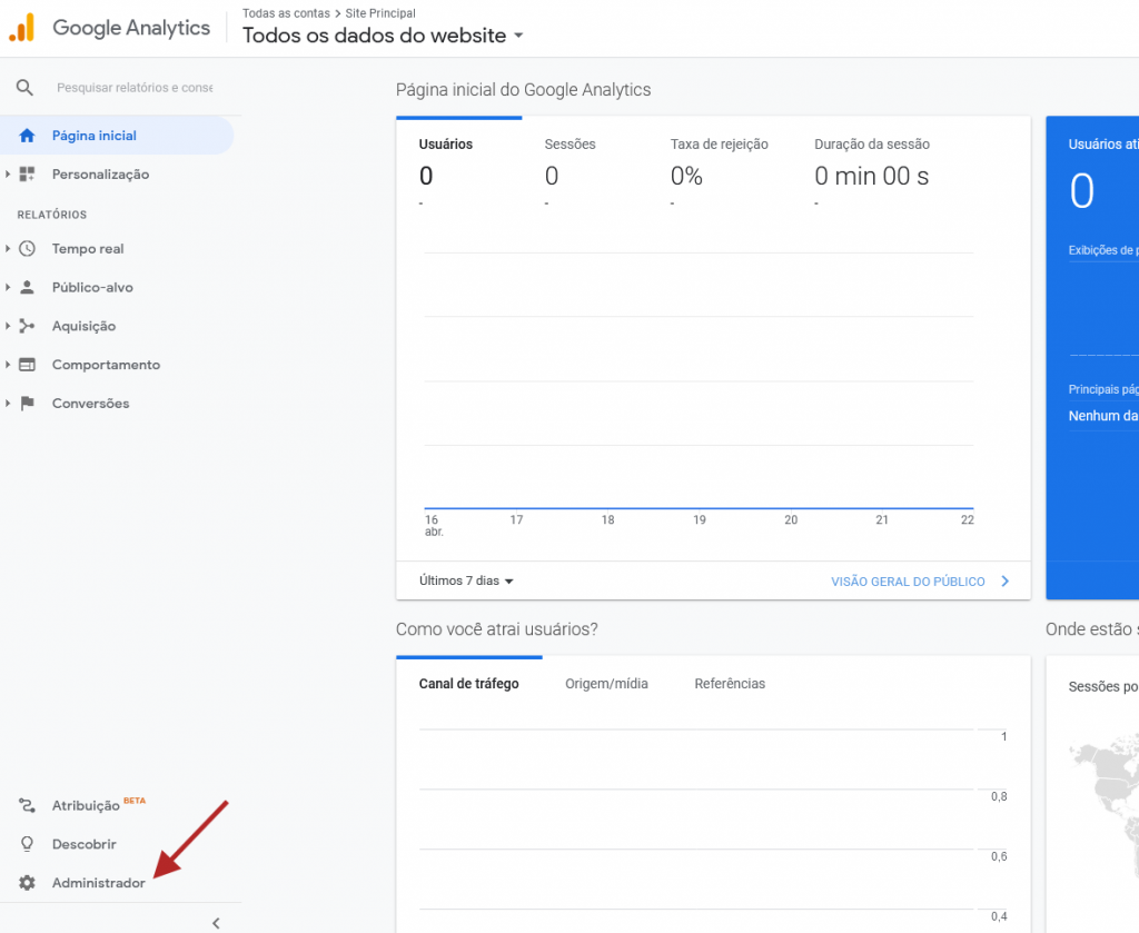 analytics google acesso administrador