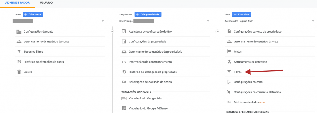 analytics google criar filtro